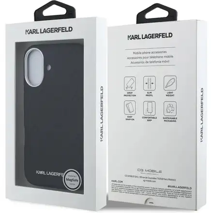 Karl Lagerfeld Grained PU Repeated Logo MagSafe kryt iPhone 16 černý