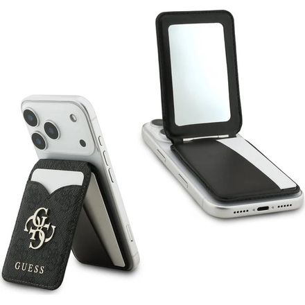 Guess PU 4G Mirror MagSafe Cardslot Peněženka se Stojanem černá