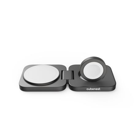 Cubenest 2v1 Skládací bezdrátová nabíječka S211 Pro - šedá *Rozbaleno*