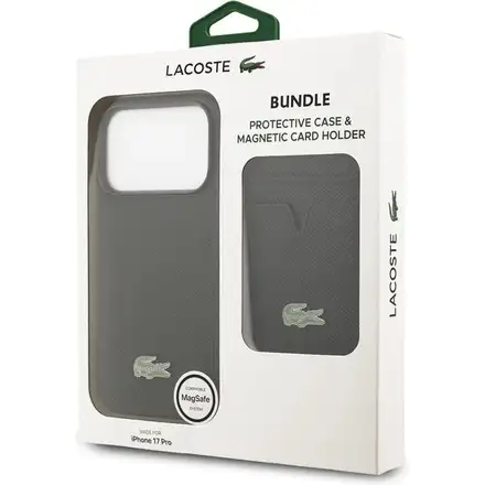 Lacoste Iconic Petit Pique MagSafe kryt + peněženka iPhone 17 Pro černý