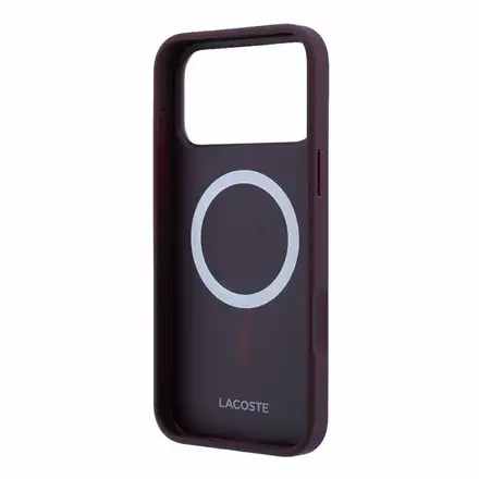 Lacoste PVC Iconic Petit Pique Metal Logo MagSafe kryt iPhone 18 Pro Max tmavě červený