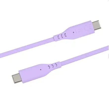 PremiumCord Silikonový kabel USB-C 60W 480Mbps fialový extra měkký a robustní kabel délky 1,5m