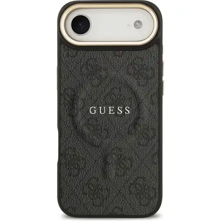 Guess PU Leather 4G Gold Frame MagSafe kryt iPhone Air černý
