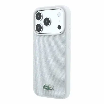 Lacoste PVC Iconic Petit Pique Metal MagSafe kryt iPhone 18 Pro šedý