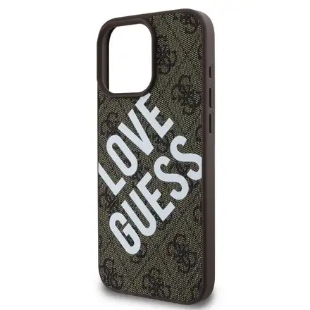 Guess PU Leather 4G Big Love Logo MagSafe kryt iPhone 16 Pro Max hnědý