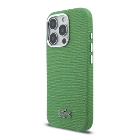 Lacoste PVC Iconic Petit Pique Metal Logo MagSafe kryt iPhone 16 Pro Max zelený