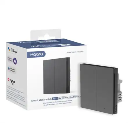 Aqara Smart Home Nástěnný dvojvypínač H1 bez Připojení neutrálního vodiče - šedá