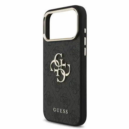 Guess PU 4G Metal Logo Strap kryt iPhone 18 Pro černý