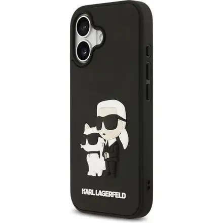 Karl Lagerfeld 3D Rubber Karl and Choupette kryt iPhone 17 černý