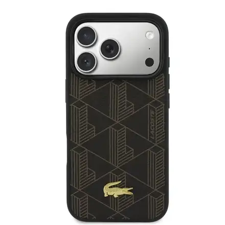 Lacoste Iconic Petit Pique MagSafe kryt + peněženka iPhone 17 Pro Max hnědý