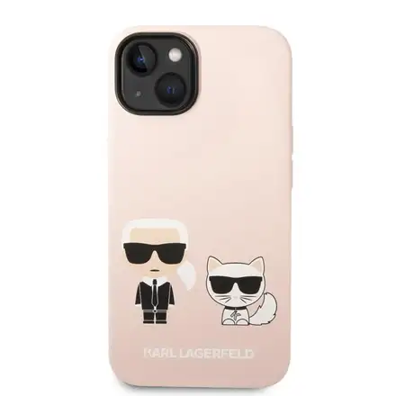 Karl Lagerfeld MagSafe Liquid Silicone Karl and Choupette kryt iPhone 14 Plus růžový