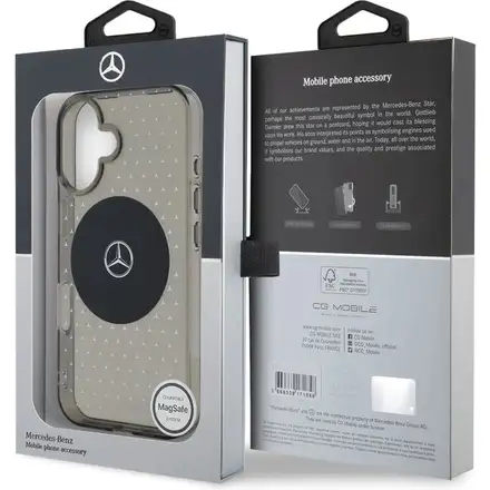 Mercedes PC/TPU Star Pattern MagSafe Zadní Kryt pro iPhone 16 Plus černý