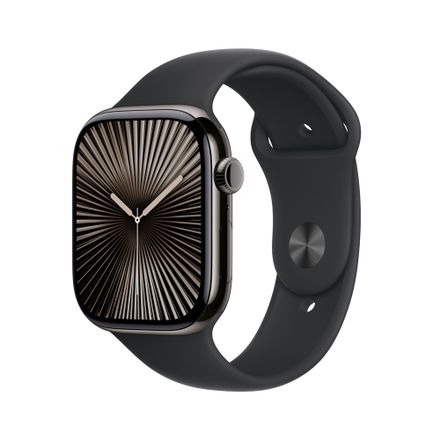Apple Watch Series 10 GPS + Cellular 42mm Břidlicově šedý titan s černým sportovním řemínkem - S/M