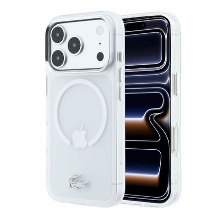 Lacoste IML Frosted Petit Pique Metal Logo MagSafe kryt iPhone 18 Pro průhledný