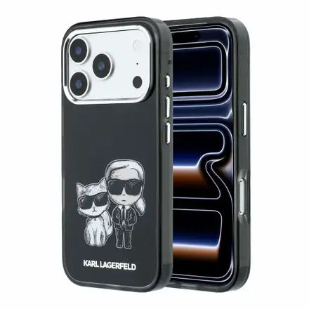 Karl Lagerfeld PU Semi Wrap Smooth Sketch Bodies Magsafe kryt iPhone 18 Pro Max černá