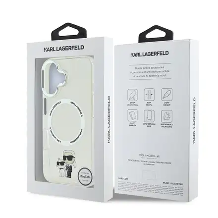 Karl Lagerfeld IML Karl and Choupette MagSafe kryt iPhone 16 průhledný
