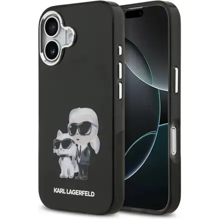Karl Lagerfeld IML Aquarelle Karl and Choupette kryt iPhone 17 černý