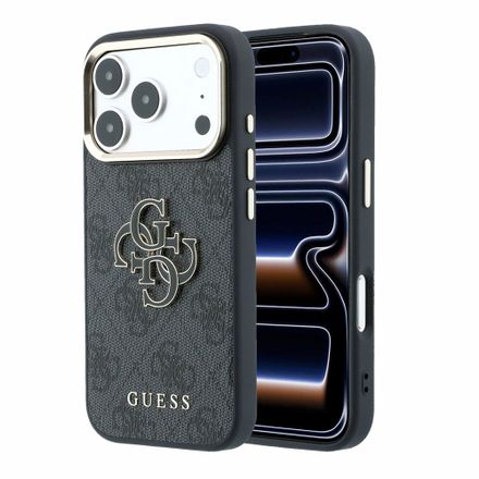 Guess PU 4G Resin Metal Logo kryt iPhone 18 Pro Max černý