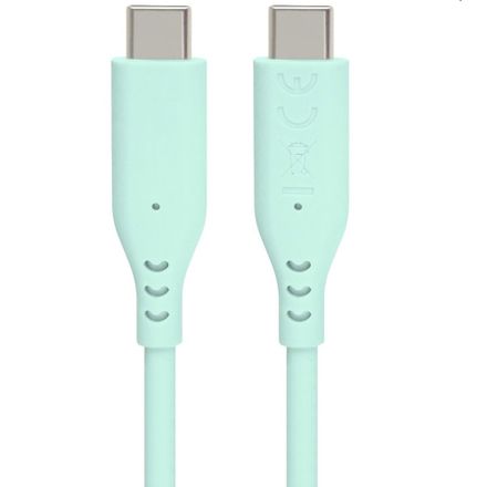 PremiumCord Silikonový kabel USB-C 60W 480Mbps tyrkysový extra měkký a robustní kabel délky 1,5m