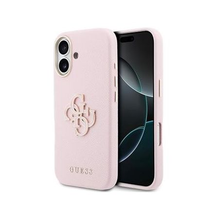 Guess PU Resin Logo kryt iPhone 17 růžový