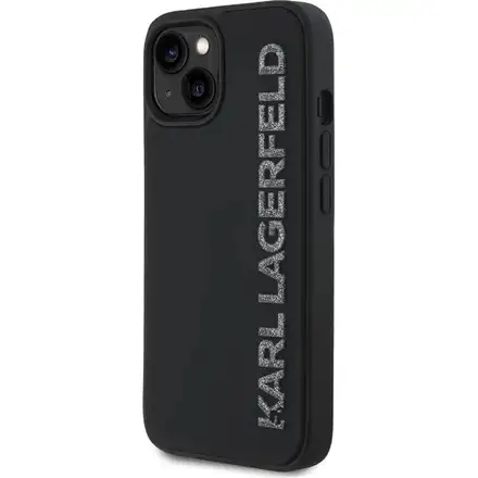 Karl Lagerfeld 3D Rubber Glitter Logo kryt iPhone 14 černý