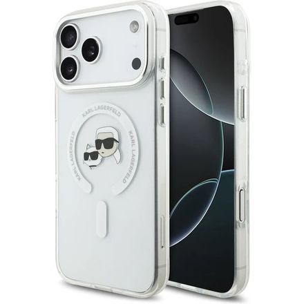 Karl Lagerfeld IML K&CH Heads Metal Frame MagSafe MagSafe kryt iPhone 17 Pro Max průhledná