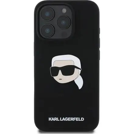 Karl Lagerfeld Liquid Silicone Karl Head MagSafe kryt iPhone 16 Pro černý