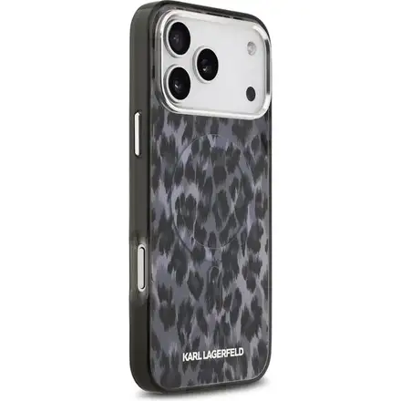 Karl Lagerfeld IML Leopard MagSafe kryt iPhone 17 Pro šedá