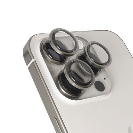 iStores by Epico Aluminium Lens Protector pro Apple iPhone 16 Pro / 16 Pro Max - přírodní titan