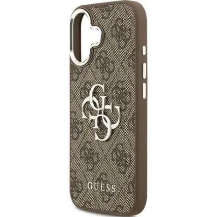 Guess PU Leather 4G Metal Logo Frame kryt iPhone 17 hnědý