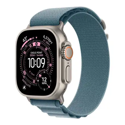 Apple Watch 49mm Light Blue Alpine Loop - Large - Natural Titanium Finish