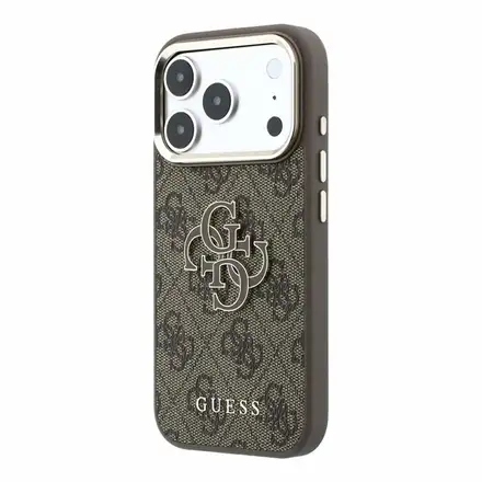 Guess PU 4G Resin Metal Logo kryt iPhone 18 Pro Max hnědý