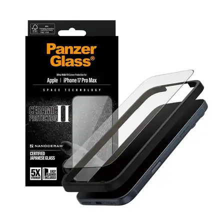 PanzerGlass ochranné sklo UWF Ceramic II pro iPhone 17 Pro Max-Black Frame