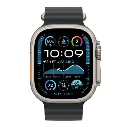 Apple Watch 49mm Black Ocean Band-Natural Titanium Finish