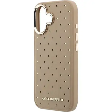 Karl Lagerfeld PU Perforated Gold Dots MagSafe kryt iPhone 17 béžový