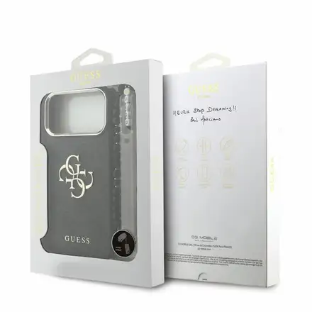 Guess PU 4G Metal Logo Strap kryt iPhone 18 Pro Max černý
