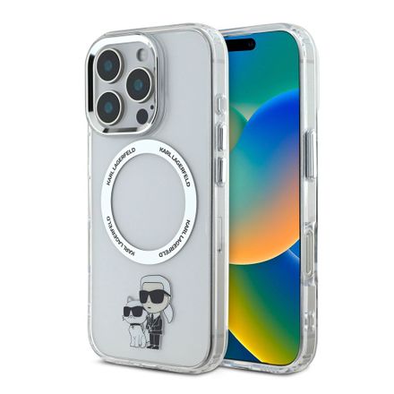 Karl Lagerfeld IML Karl and Choupette MagSafe kryt iPhone 16 Pro průhledný