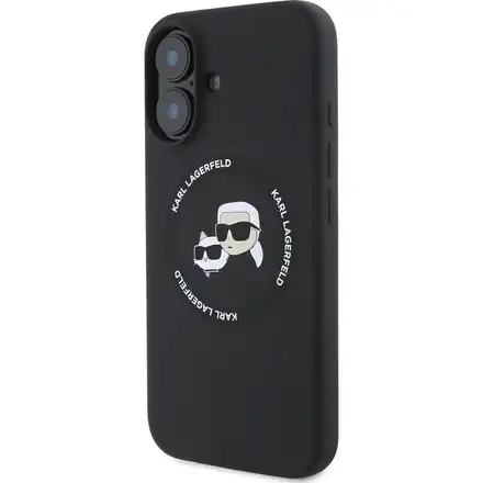 Karl Lagerfeld Liquid Silicone K&CH Heads MagSafe kryt iPhone 16 černý