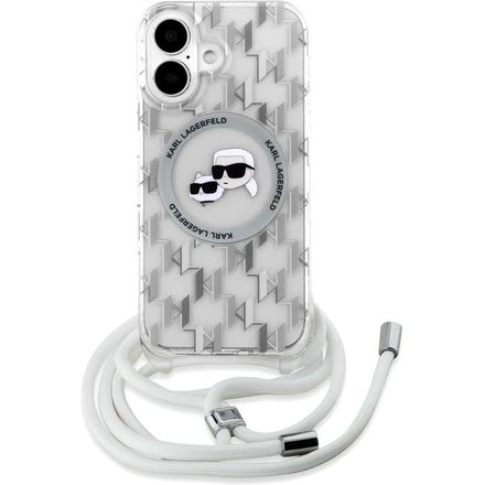 Karl Lagerfeld IML Monogram Crossbody K&CH Heads MagSafe kryt iPhone 16 průhledný