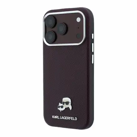 Karl Lagerfeld PU Grained Semi Wrap K&CH Heads Magsafe kryt iPhone 18 Pro Max tmavě červená