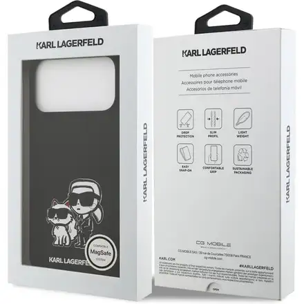 Karl Lagerfeld Liquid Silicone K&CH Sketch MagSafe kryt iPhone 17 Pro černý