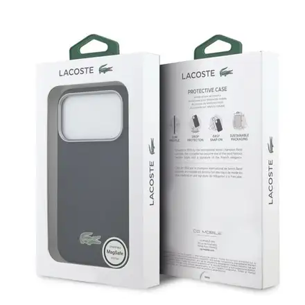 Lacoste PVC Petit Pique Semi Wrap MagSafe pro iPhone 17 Pro modrý