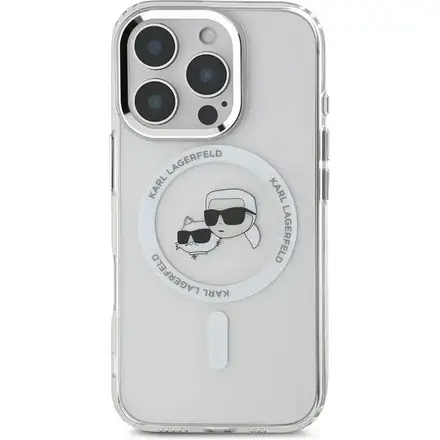 Karl Lagerfeld IML K&CH Heads Metal Frame MagSafe MagSafe kryt iPhone 16 Pro Max průhledná