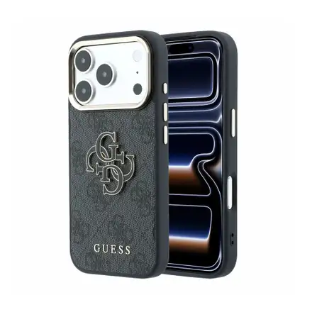 Guess PU 4G Resin Metal Logo kryt iPhone 18 Pro černý