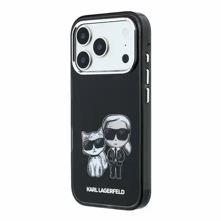 Karl Lagerfeld PU Semi Wrap Smooth Sketch Bodies Magsafe kryt iPhone 18 Pro Max černá