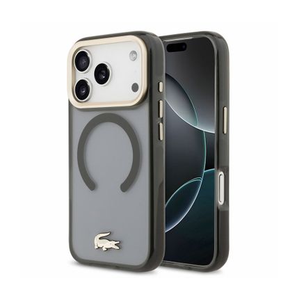 Lacoste PC/TPU Frosted Finish Gold Logo MagSafe kryt iPhone 18 Pro černý