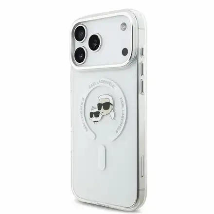 Karl Lagerfeld IML K&CH Heads Metal Frame MagSafe kryt iPhone 18 Pro Max bílý