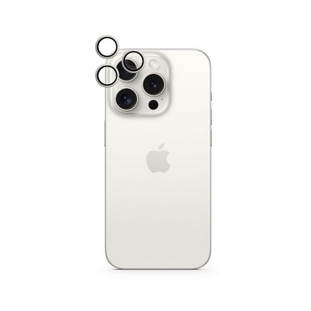iStores by Epico Aluminium Lens Protector pro Apple iPhone 15 Pro/15 Pro Max - bílý titan