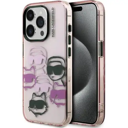 Karl Lagerfeld IML Multi K&CH Heads kryt iPhone 15 Pro Max růžový