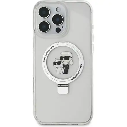 Karl Lagerfeld Ringstand Karl and Choupette MagSafe kryt iPhone 16 Pro Max bílý